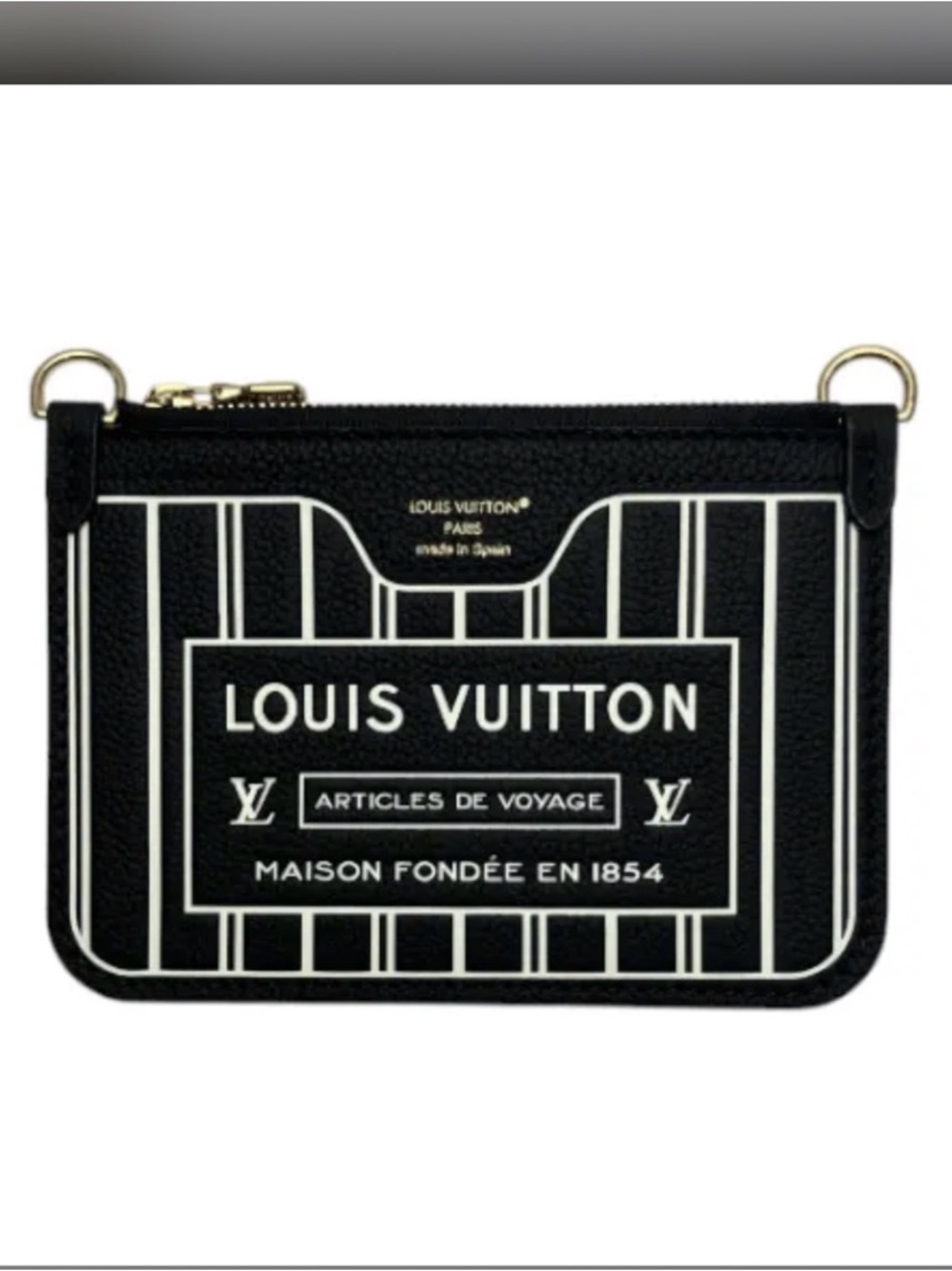 Louis Vuitton Black and White Striped Zip Pouch